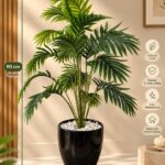 Artificial Areca Palm Plant with Black Pot - 90cm