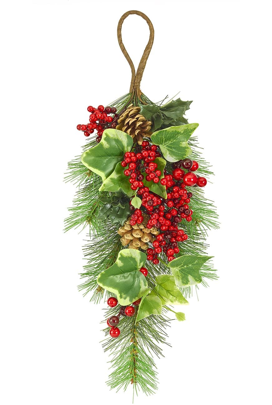 christmas_wreathe_-_long-2-2.jpg Long Artificial Christmas Greenery Wreath - Image 1